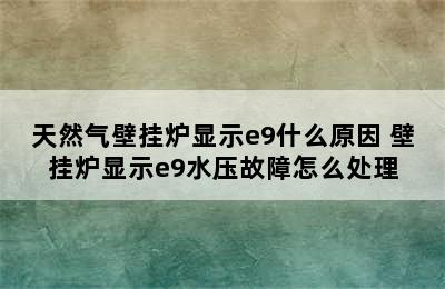 天然气壁挂炉显示e9什么原因 壁挂炉显示e9水压故障怎么处理